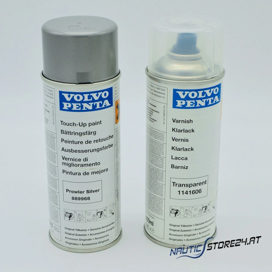 Volvo Penta Ausbesserungsfarbe Prowler Silver (889968) Set mit Klarlack (je 400ML) (889968)