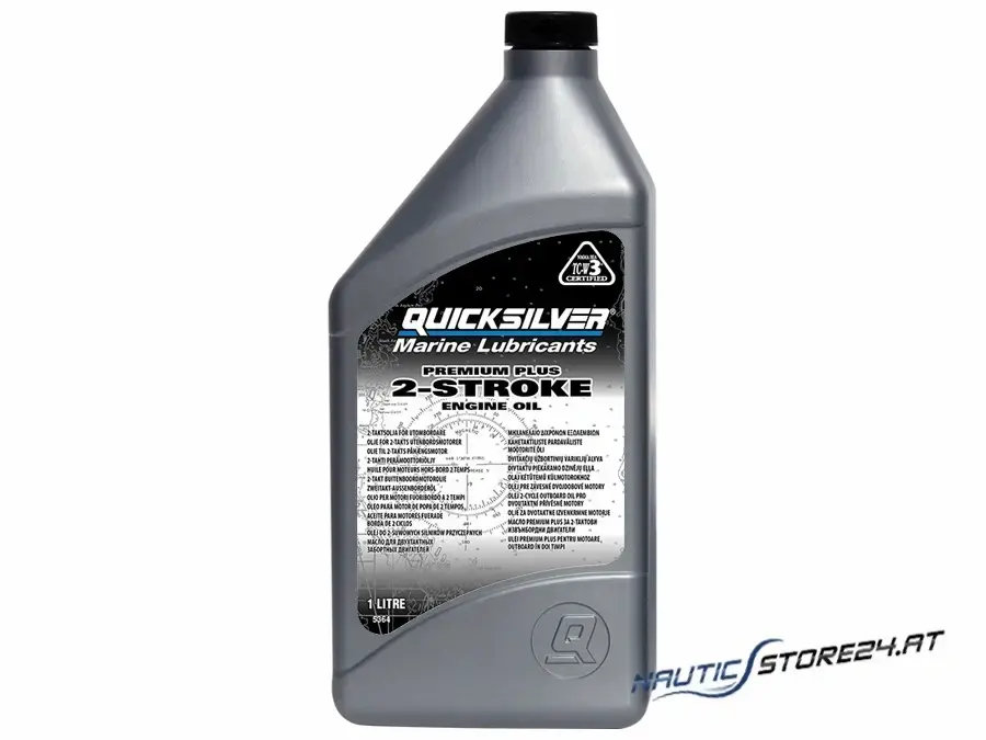 Mercury/Quicksilver 2-Takt Außenborder Motoröl Premium Plus TC-W3 1L (92-8M0206940) ersetzt 858026QB1 Quicksilver